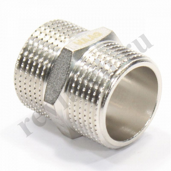 Ниппель 3/4"-3/4", WAAG, резьба-резьба, нар., латунь (никель) (артикул WG.3230110~)